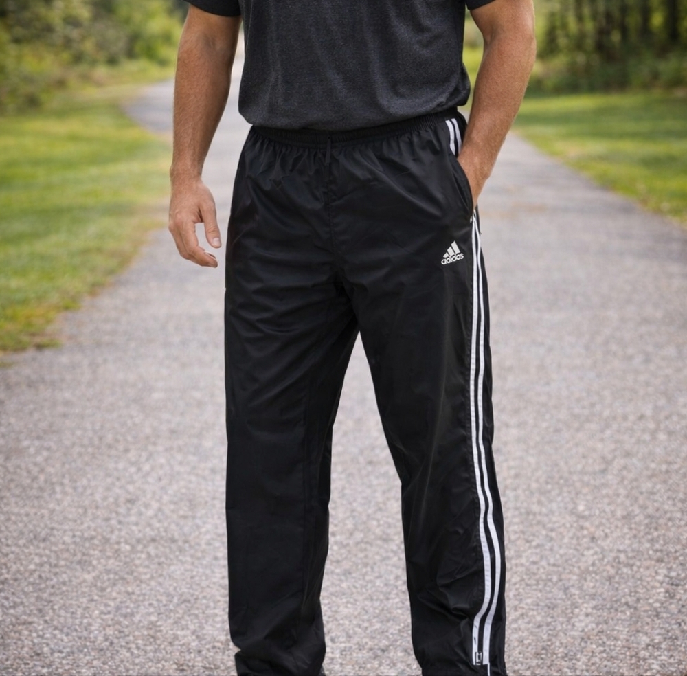 Adidas Performance 3-Stripes Windbreaker Running Pants Mesh Lined Size L